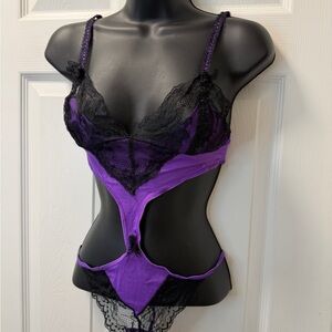 Frederick’s Purple and Black Lace Lingerie Set